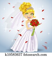 Wonderful bride with bouquet Wonderful bride with bouquet