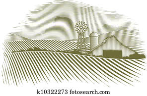 Woodcut Countryside Woodcut Countryside
