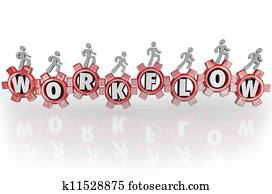 Workflow People on Gears Teamwork Workforce Working Together