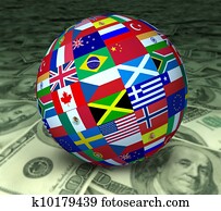 World Economy sphere flags