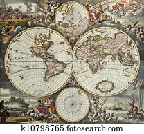 World hemispheres old map World hemispheres old map
