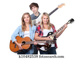 Young band rehearsing Young band rehearsing