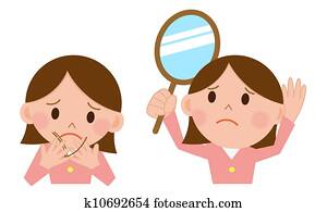 Young woman with hair loss problems