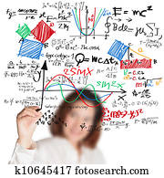 zena teacher, písmo, rozmanitý, gymnázium, matika, a, umenie, vzorec