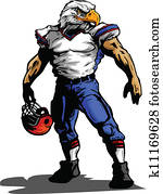 águia, jogador de futebol, em, uniforme, vetorial, ilustração