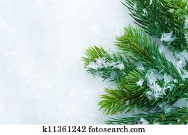 árvore natal, sobre, Snow., inverno, fundo