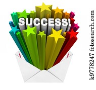 éxito, palabra, estrellas, muy lleno, de, sobre, ganador, resultado