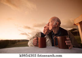 úsmevný, senior couple