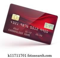 červený, credit karta