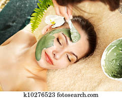 אישה, בעל, טיט, מסכה פרצופית, שים, על ידי, beautician.