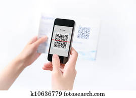 אישה, לסרוק, qr, הצפן, ב, ה, מגזין