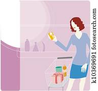 אישה, קניות של מכולת