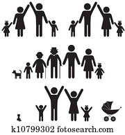 אנשים, צללית, משפחה, icon.