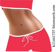 בטני, muscles., דק, waist., בטן, closeup.