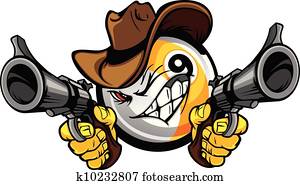 ביליארד, צרף, תשעה כדור, shootout, ציור היתולי, קאובוי