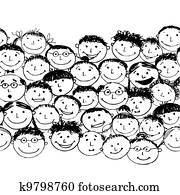 דחוס, של, מצחיק, אנשים, seamless, רקע, ל, שלך, עצב