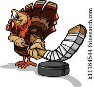 הוקי, הודיה, חופשה, תורכיה, ציור היתולי, וקטור, דוגמה