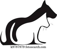 חתול, ו, כלב, צלליות, לוגו