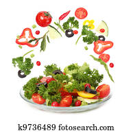 טרי, סלט, ו, לפול, ירקות