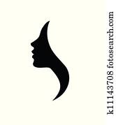 יפה, דיוקן, של, אישה, וקטור