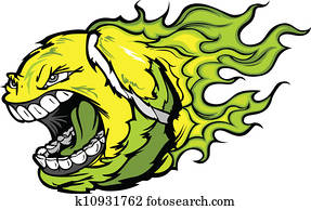 כדור טניס, לצעוק, צפה, עם, להבות, וקטור, דמות