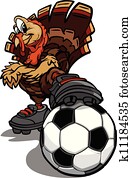 כדורגל, הודיה, חופשה, תורכיה, ציור היתולי, וקטור, דוגמה