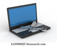 מחשב, טכני, service., הפרד, 3d, דמות