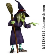 מכשפה, עם, מטאטא