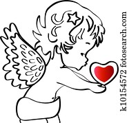 מלאך, עם, a, לב, וקטור, אחסן