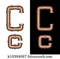 נחושת, טאבינג, אביזרים, 3d, מכתב *c*