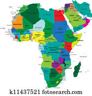 פוליטי, מפה, של, אפריקה