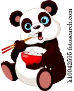 פנדה, לאכול, אורז