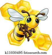 ציור היתולי, דבורה, עם, יערה