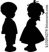 צלליות, של, ילדים