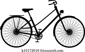 צללית, של, ראטרו, אופניים