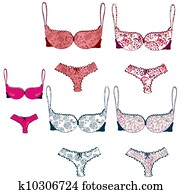 קבע, של, יפה, לבני נשים, עם, תבניות