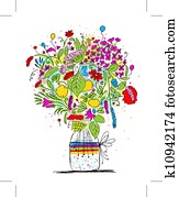 ריח פרחוני, ב, jar,, רשום, ל, שלך, עצב