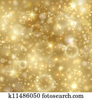 רקע זהוב, עם, כוכבים, ו, twinkly, אורות