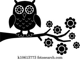 שחור, ינשוף, פרחים