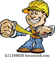 שמח, מתקן כל דבר, קבלן, לעמוד, ציור היתולי, וקטור, דמות