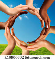 多種族, 手, 做一個圈, 一起