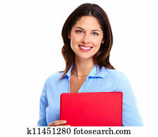 女商人, 由于, 紅色, folder.