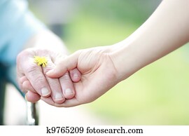 年輕, 以及, 高級婦女, 扣留手