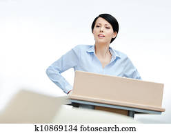 相當, 婦女, 演說者, 在, the, 指揮臺