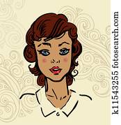 肖像画, の, a, 女