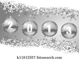 2013 new years decoration with christmas balls and snowflakes 2013 new years decoration with christmas balls and snowflakes