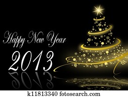 2013 new years illustration with christmas tree 2013 new years illustration with christmas tree