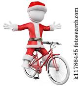 3, fehér, emberek., mikulás, képben látható, bicikli