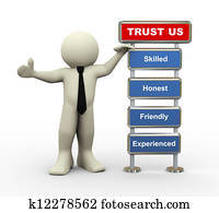 3d businessman trust us