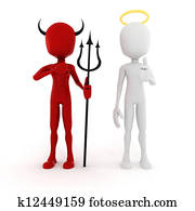 3d man angel and demon, funny characters 3d man angel and demon, funny characters
